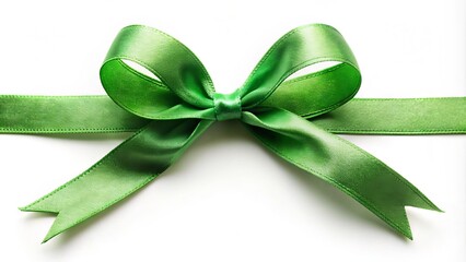 A delicate green ribbon tied in a gentle bow, symbolizing hope, awareness, and support for mental health and wellness initiatives, against a soft white background.
