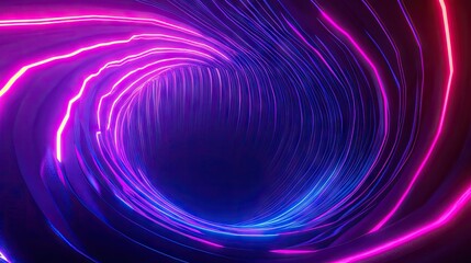 Futuristic sinkhole with vibrant neon lines and techno stripes. Ideal for use in modern art backgrounds, ads, website banners, and innovative product packaging designs.