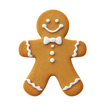 recommend clip art: A gingerbread man with a bow tie and a smile on his face