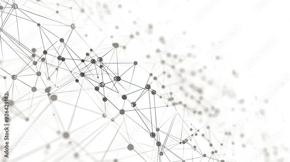 Poster geometric background featuring a digital network of connection dots and lines on white. ideal for il