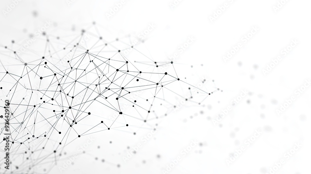 Poster geometric background featuring a digital network of connection dots and lines on white. ideal for il