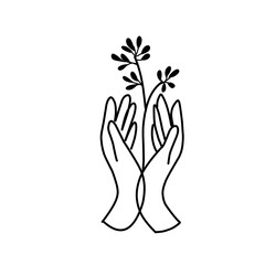 hand with leaf design