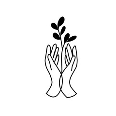 hand with leaf design