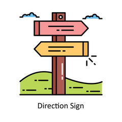 Direction Sign vector  Filled outline icon style illustration. Symbol on White background EPS 10 File