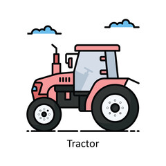 Tractor vector  Filled outline icon style illustration. Symbol on White background EPS 10 File