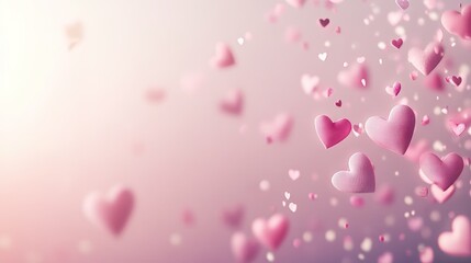 Obraz premium Love-filled pink hearts background, perfect for Valentine's Day or Mother's Day, featuring delicate hearts on a soft, pastel pink gradient.