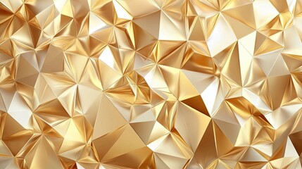 Luxurious gold polygonal background with intricate geometric shapes, creating an abstract vector design that radiates elegance and sophistication.