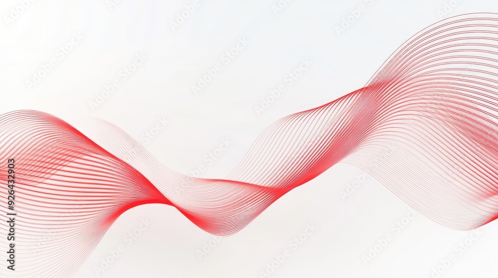 Fototapete minimalist red curve pattern on a white backdrop, showcasing a sleek and contemporary look. suitable