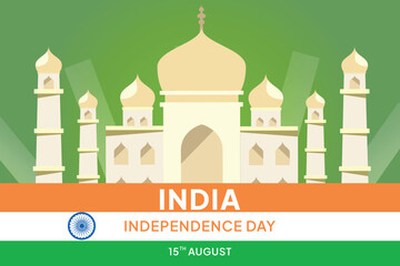 Happy India Independence Day concept. Colored flat vector illustration isolated.