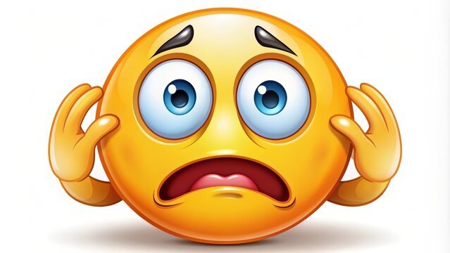 A cartoon emoticon facial expression of frustration and disappointment, with a hand covering the face and a stressed out vibe, isolated on a white background.