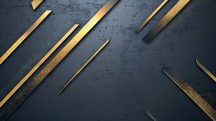 Fototapeta premium Sleek vector illustration of geometric gold arrows on a grey background. The modern design features a futuristic style with plenty of blank space for adding text or graphics.