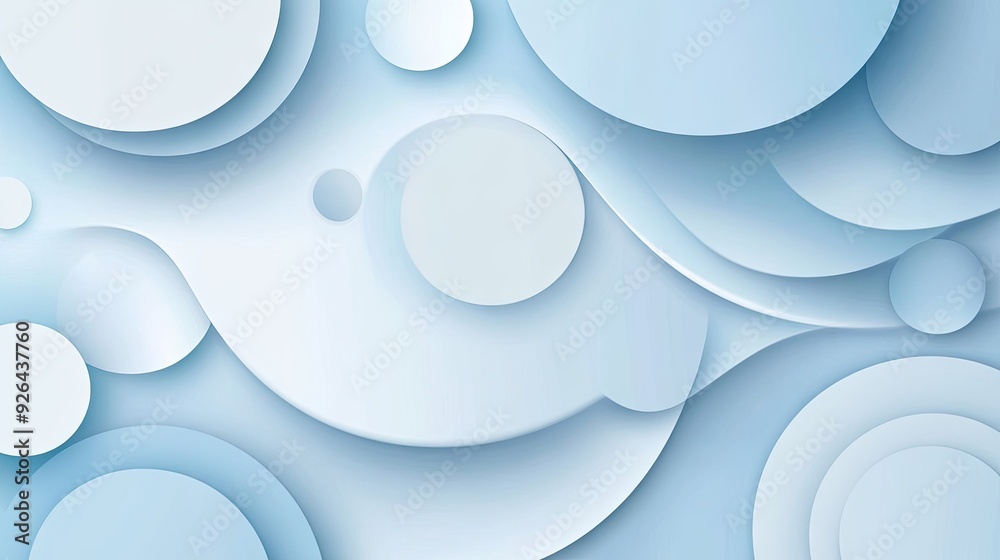 Poster soft blue gradient round shapes with neumorphism style. clean and simple design on a clear backgroun