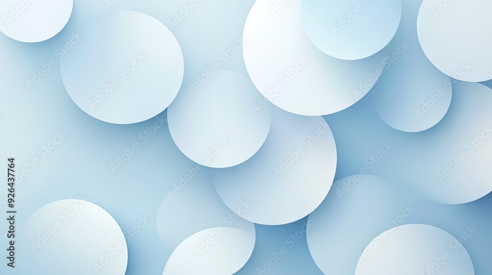 Poster soft blue gradient round shapes with neumorphism style. clean and simple design on a clear backgroun