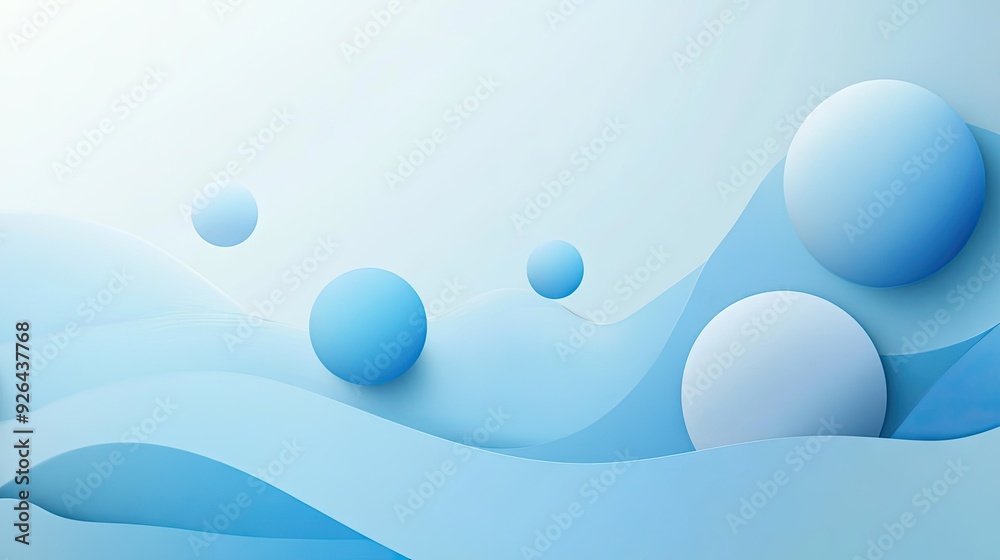 Poster soft blue gradient round shapes with neumorphism style. clean and simple design on a clear backgroun
