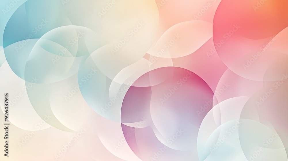 Poster soft gradient abstract background with large, translucent circles in a range of pastel colors. great