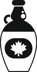 Black and white silhouette of a bottle containing delicious canadian maple syrup