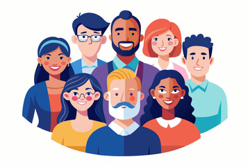 Portrait of a development or creative team. Company employees, teamwork, Multicultural group of smiling men and women
