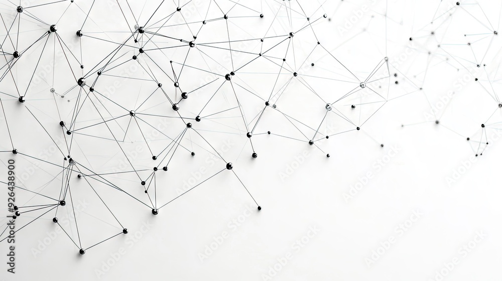 Poster tech network of dots connected by lines on a white backdrop. abstract geometric background represent