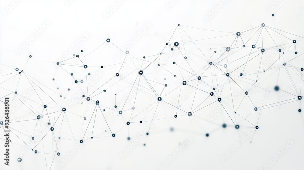 Poster tech network of dots connected by lines on a white backdrop. abstract geometric background represent