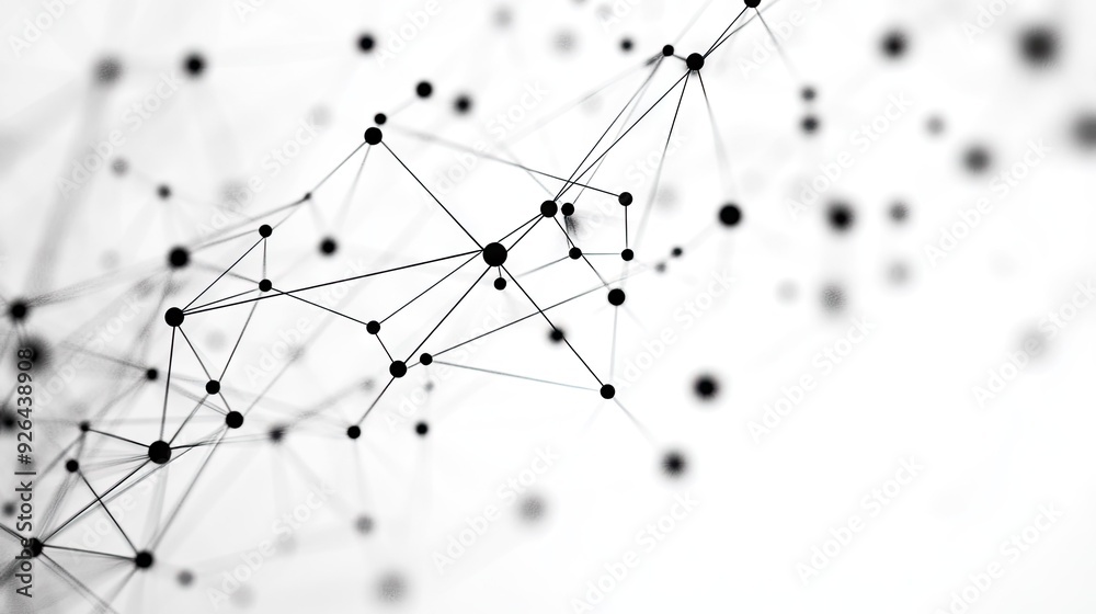 Poster tech network of dots connected by lines on a white backdrop. abstract geometric background represent