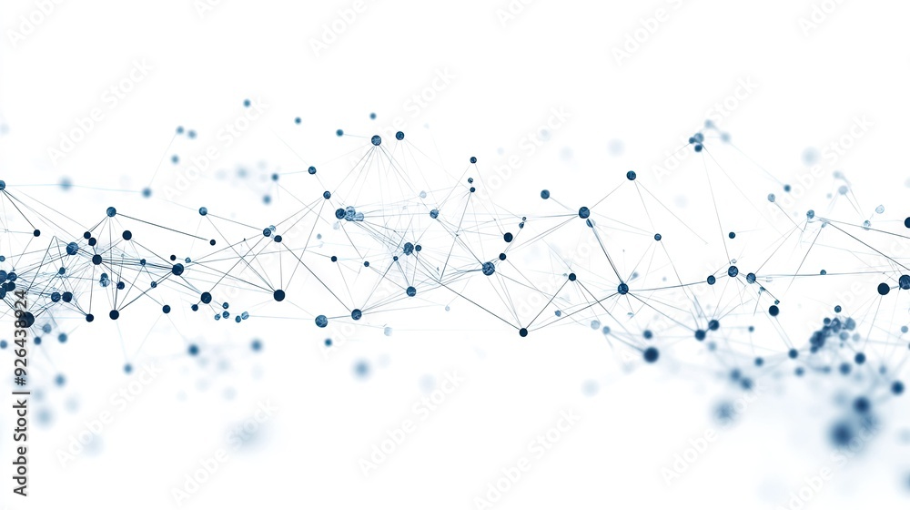 Poster tech network of dots connected by lines on a white backdrop. abstract geometric background represent