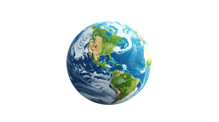 earth on a white background. Telephoto lens photography Realistic daylight