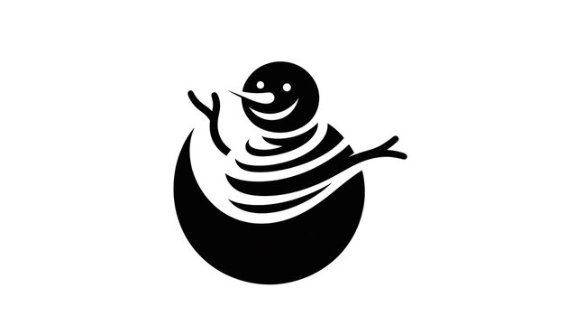 recommend clip art: Minimalist snowman logo silhouette on white background