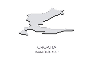 Map of the Croatia in simple isometric form. Illustration of isometric map of the country.