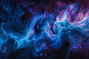 Obraz premium Cosmic Nebula with Blue and Purple Hues Featuring Vibrant Galaxy Clouds and Deep Space Abstract Design
