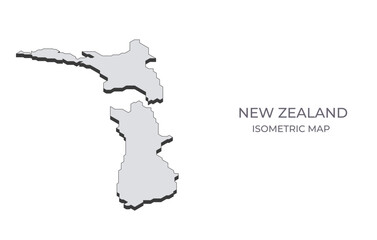 Map of the New Zealand in simple isometric form. Illustration of isometric map of the country.