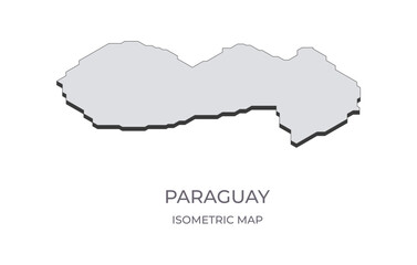 Map of the Paraguay in simple isometric form. Illustration of isometric map of the country.
