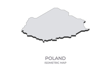 Map of the Poland in simple isometric form. Illustration of isometric map of the country.