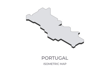 Map of the Portugal in simple isometric form. Illustration of isometric map of the country.