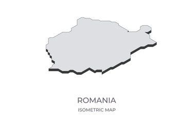 Map of the Romania in simple isometric form. Illustration of isometric map of the country.