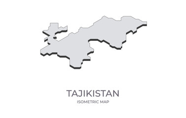 Map of the Tajikistan in simple isometric form. Illustration of isometric map of the country.