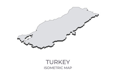 Map of the Turkey in simple isometric form. Illustration of isometric map of the country.