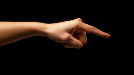 Hand gesture, female fist with a stretched index finger, pointing gesture