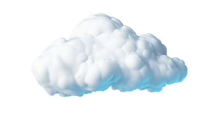 One cartoon cloud on a white background. Telephoto lens photography Realistic daylight