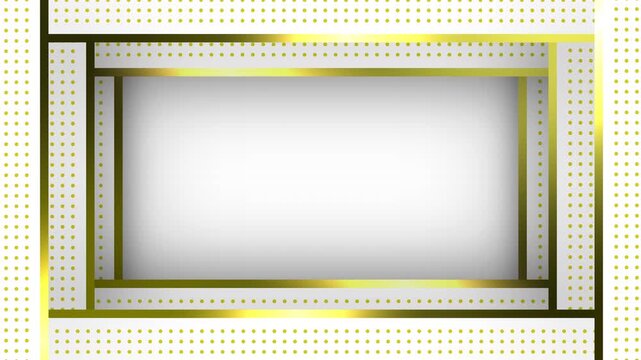 Elegant gold framed artwork with dotted details on a white background. Suitable for luxury branding, invitations, or elegant design projects. 4k