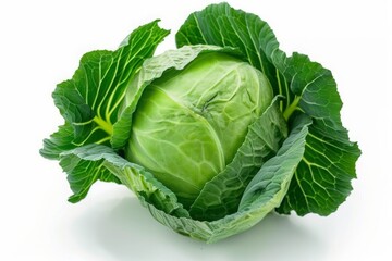 Obraz premium Fresh Green Cabbage Isolated on White Background