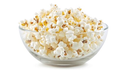 A large clear bowl filled with freshly popped, fluffy popcorn, ready to be enjoyed during a movie night or as a delightful snack.