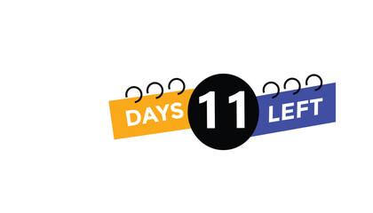 11 days left Countdown number banner templates. time icon. Vector Illustration 
