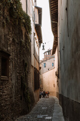 Narrow street in Bergamo, Italy