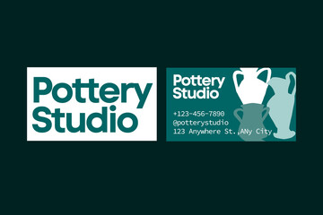 Green and White Pottery Studio Business Card Design Template