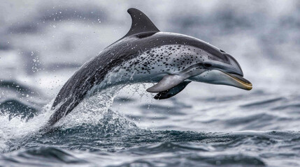 Obraz premium The Atlantic spotted dolphin loves to play in the warm waters of the Atlantic Ocean. --ar 16:9 --v 6.1 Job ID: 3a485a5a-6456-4b39-9c49-922f1ae9221f