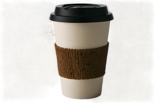 Paper coffee cup to go, take away mockup isolated on transparent background
