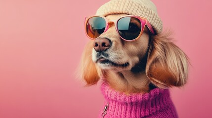Dog with a trendy hairstyle and accessories, looking fabulous.