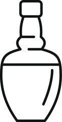 Black outline vector illustration of a glass bottle containing liquor with a cork top isolated on a white background