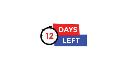 12 days left Countdown number banner templates. time icon. Vector Illustration 
