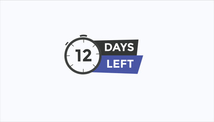 12 days left Countdown number banner templates. time icon. Vector Illustration 
